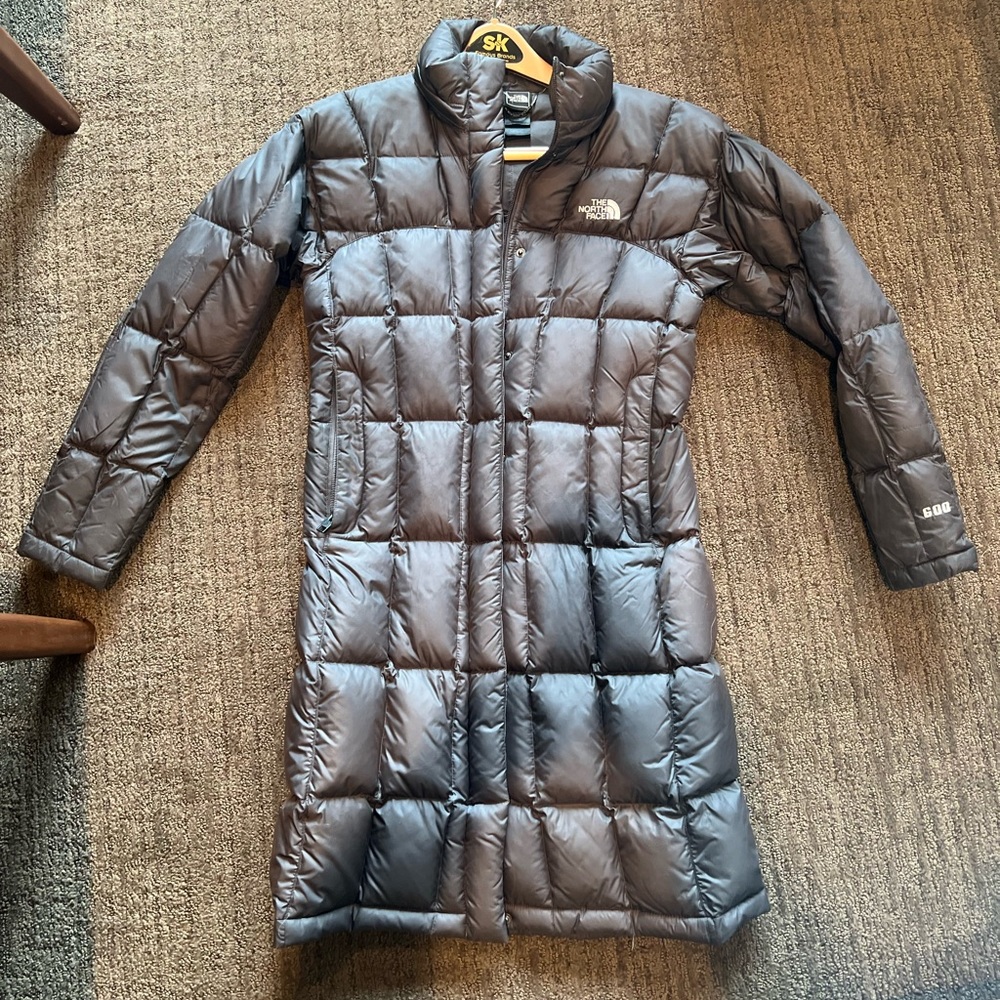 grey north face parka xs